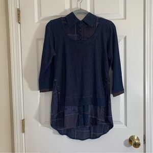 Parsley & Sage Hi-Low Denim long Sleeves tunic Small